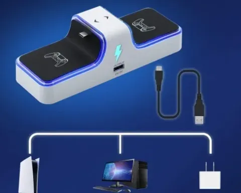 Ładowarka PS5 do Padów DualSense Stacja Dokująca Kontrolerów PODŚWIETLANA