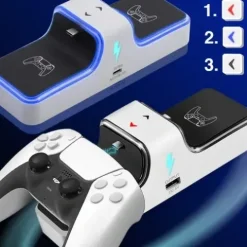 Ładowarka PS5 do Padów DualSense Stacja Dokująca Kontrolerów PODŚWIETLANA