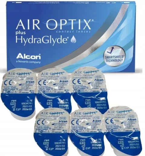 AIR OPTIX HYDRAGLYDE 6 SZT SOCZEWKI KONTAKTOWE MIESIĘCZNE MOC -2,50