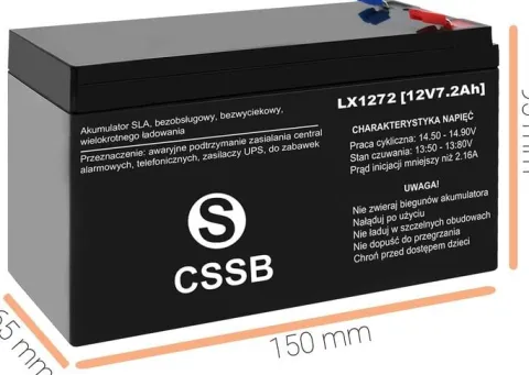 AKUMULATOR BEZOBSŁUGOWY AGM 12V 7.2Ah DO ZABAWKI AUTKA UPS ALARM KOSIARKI