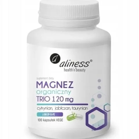 Aliness MAGNEZ ORGANICZNY TRIO + B6 TAURYNIAN JABŁCZAN CYTRYNIAN 100 KAPS