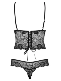 Alluria body czarne – zjawiskowe body z powabnymi wycięciami Obsessive L/XL