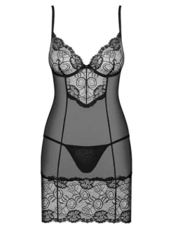 Alluria koszulka i stringi czarne Obsessive S/M