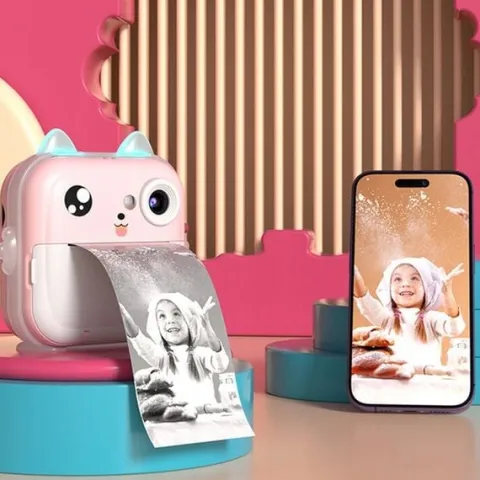 APARAT BŁYSKAWICZNY DLA DZIECI DRUKUŚ DRUKARKA Z KARTĄ 32 GB + 3 ROLKI