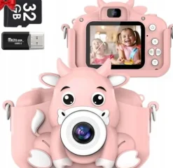 Aparat Cyfrowy dla Dzieci Dziecka Fotograficzny Różowy 1080p + 32GB Karta