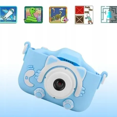 APARAT CYFROWY DLA DZIECI Dziecka Fotograficzny NIEBIESKI KOTEK + KARTA 4GB