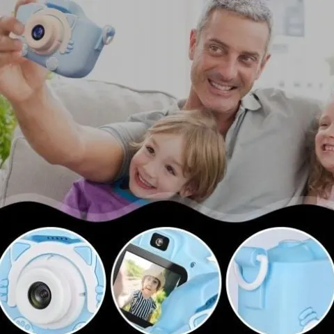 APARAT CYFROWY DLA DZIECI Dziecka Fotograficzny NIEBIESKI KOTEK + KARTA 4GB