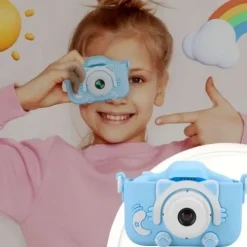 APARAT CYFROWY DLA DZIECI Dziecka Fotograficzny NIEBIESKI KOTEK + KARTA 4GB