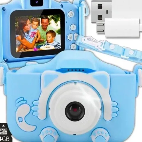 APARAT CYFROWY DLA DZIECI Dziecka Fotograficzny NIEBIESKI KOTEK + KARTA 4GB