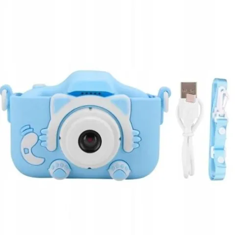 APARAT CYFROWY DLA DZIECI Dziecka Fotograficzny NIEBIESKI KOTEK + KARTA 4GB