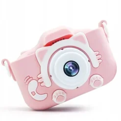 APARAT CYFROWY DLA DZIECI KAMERA HD + ETUI KOTEK RÓŻOWY X5 GRY SMYCZ