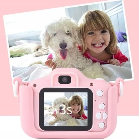 APARAT CYFROWY DLA DZIECI KAMERA HD + ETUI KOTEK RÓŻOWY X5 GRY SMYCZ