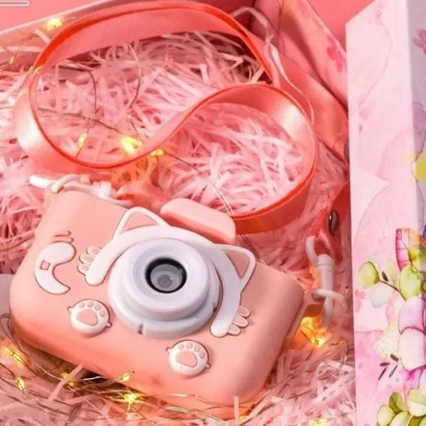 APARAT CYFROWY DLA DZIECI KAMERA HD + ETUI KOTEK RÓŻOWY X5 GRY SMYCZ