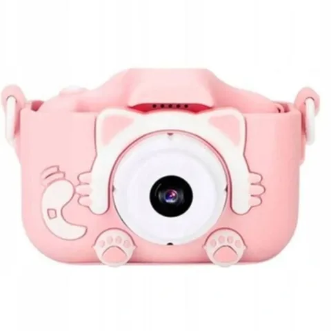 APARAT CYFROWY DLA DZIECI KAMERA HD + ETUI KOTEK RÓŻOWY X5 GRY SMYCZ