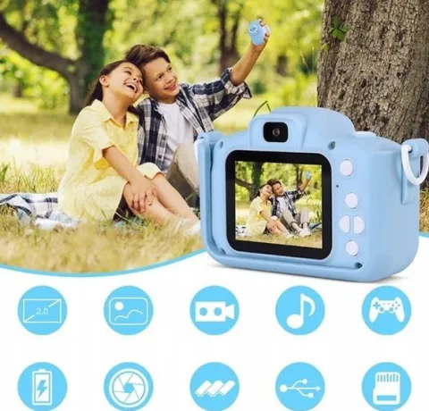 APARAT CYFROWY FOTOGRAFICZNY DLA DZIECI DZIECKA KOTEK 5 GIER + KARTA 32 GB