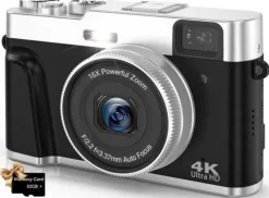 Aparat cyfrowy, 4 K 48 MP, kamera fotograficzna z kartą pamięci 32GB
