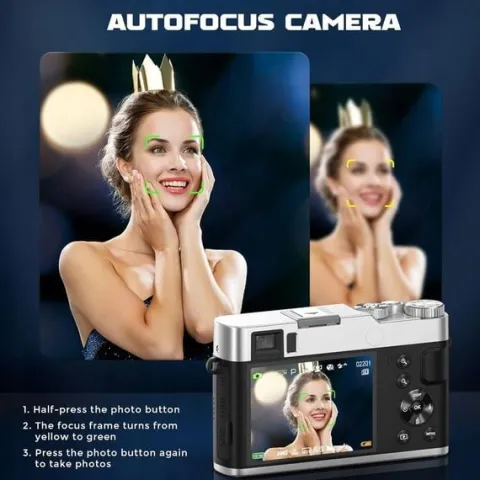 Aparat cyfrowy, 4 K 48 MP, kamera fotograficzna z kartą pamięci 32GB