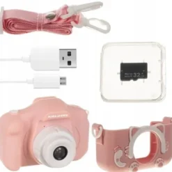Aparat dla Dzieci Cyfrowy Kamera + Karta 32gb Fotograficzny Full HD Kotek