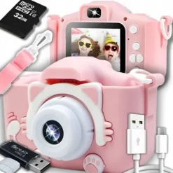 APARAT FOTOGRAFICZNY CYFROWY DLA DZIECI KAMERA ZABAWKA GRY + KARTA 32GB