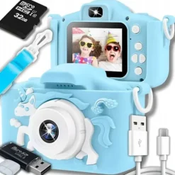 APARAT FOTOGRAFICZNY CYFROWY DLA DZIECI KAMERA ZABAWKA GRY + KARTA 32GB