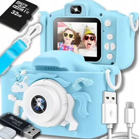 APARAT FOTOGRAFICZNY CYFROWY DLA DZIECI KAMERA ZABAWKA GRY + KARTA 32GB