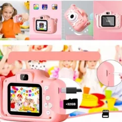 APARAT FOTOGRAFICZNY CYFROWY DLA DZIECI KAMERA ZABAWKA GRY + KARTA 32GB