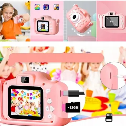 APARAT FOTOGRAFICZNY CYFROWY DLA DZIECI KAMERA ZABAWKA GRY + KARTA 32GB