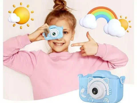 APARAT FOTOGRAFICZNY DLA DZIECI DZIECKA CYFROWY NIEBIESKI KOTEK