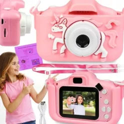 APARAT FOTOGRAFICZNY DZIECIĘCY JENOROŻEC RÓŻOWY KAMERA VIDEO MEGA PREMIUM