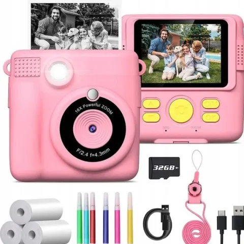 APARAT POLAROID NATYCHMIASTOWY DLA DZIECI FILMÓW ZDJĘĆ DRUK TERMICZNY 32GB