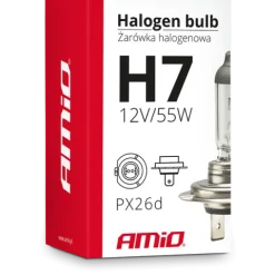 ŻARÓWKA HALOGENOWA AMIO H7 12V 55W FILTR UV ŻARÓWKI MIJANIA HOMOLOGACJA