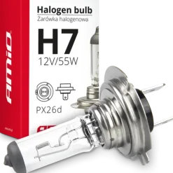 ŻARÓWKA HALOGENOWA AMIO H7 12V 55W FILTR UV ŻARÓWKI MIJANIA HOMOLOGACJA