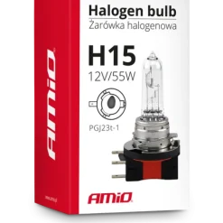 ŻARÓWKA HALOGENOWA AMIO H15 12V 55W MOCNE ŚWIATŁO ŻARÓWKI HOMOLOGACJA