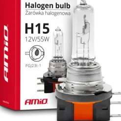 ŻARÓWKA HALOGENOWA AMIO H15 12V 55W MOCNE ŚWIATŁO ŻARÓWKI HOMOLOGACJA