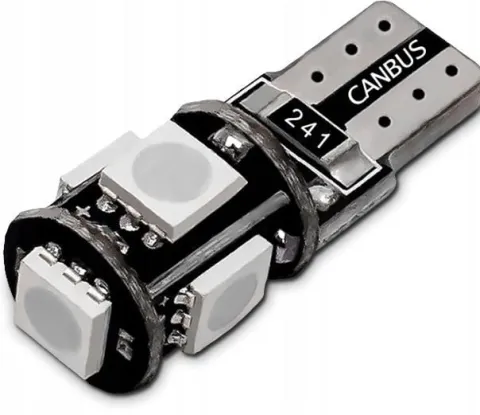 ŻARÓWKA 5 LED CANBUS W5W T10 CZERWONE MOCNE