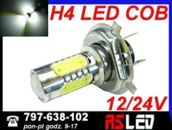 żarówka LED H4 5 COB dzienne DRL 12v 24v biała zimna