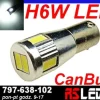 żarówka LED H6W bax9s przesunięte piny 6 x 5730 Power SMD 12v CANBUS