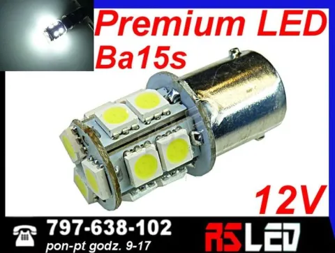 żarówka LED P21W ba15s 13 SMD biała zimna 12v
