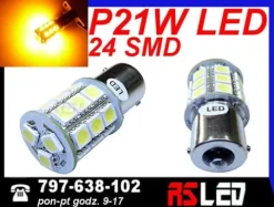 żarówka LED P21W 24 Premium LED SMD 12v 24v ba15s pomarańczowa JAKOŚĆ