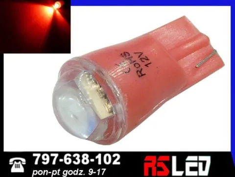 żarówka LED T10 SMD soczewka w5w w3w czerwona 12v wysoka jakość
