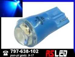 żarówka LED T10 SMD soczewka w5w w3w niebieska 12v wysoka jakość