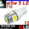 żarówka LED T10 5 SMD w5w w3w biala zimna 12v EKO