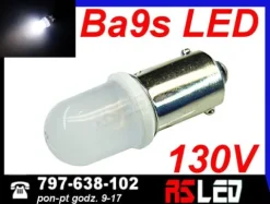 żarówka LED T4W ba9s dyfuzyjna matowa biała zimna 130v do maszyn