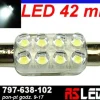żarówka 8 LED 10x42 mm soczewki rurka 42mm biała zimna 12v