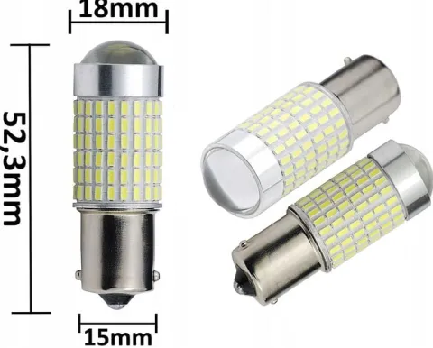 ŻARÓWKA P21W 144 SMD SOCZEWKA BA15S SYMETRYCZNA