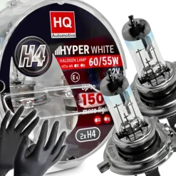 Żarówki H4 HQ Automotive +150% Hyper White 55W 12V Bardzo Mocne