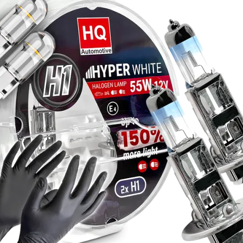 Żarówki H1 HQ Automotive +150% Więcej Światła Hyper White + W5W LED Clear