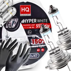Żarówki H7 HQ Automotive +150% Więcej Światła Hyper White + W5W LED Clear