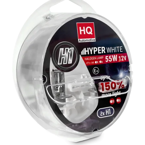Żarówki H1 HQ Automotive +150% Więcej Światła Hyper White 55W 12V Białe