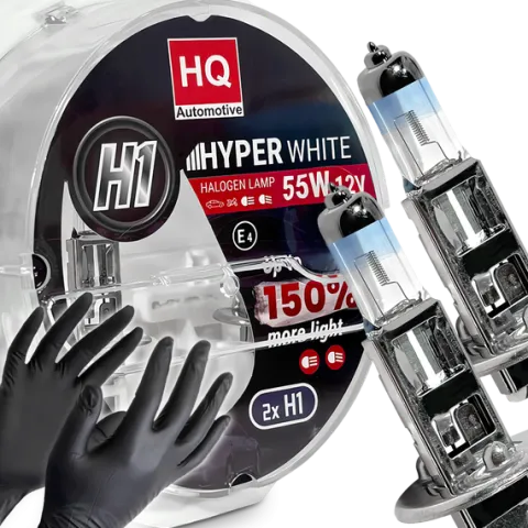 Żarówki H1 HQ Automotive +150% Więcej Światła Hyper White 55W 12V Białe